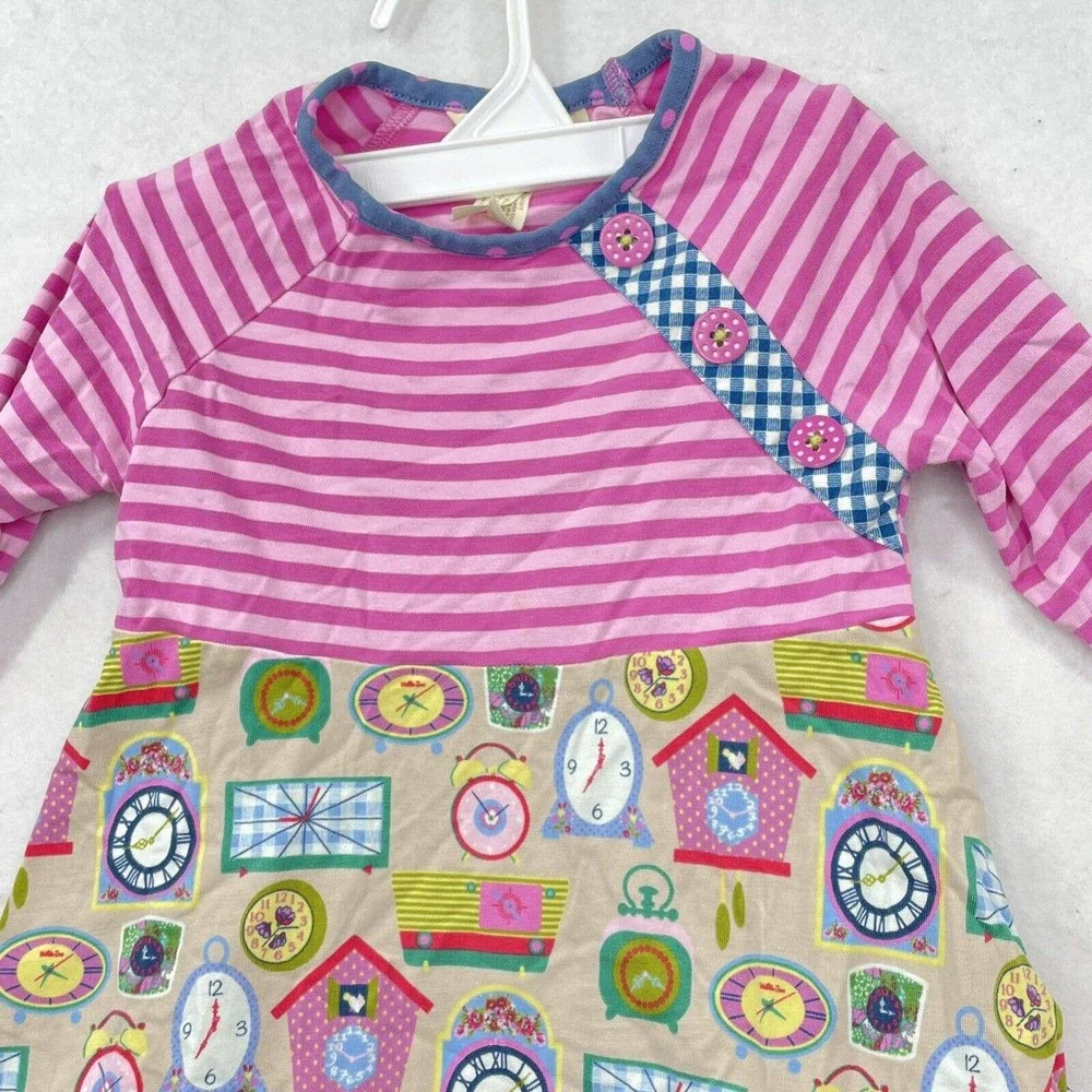 Matilda Jane Little‎ Girls Size 4 Pink Striped W/ Clock Print Top 2017